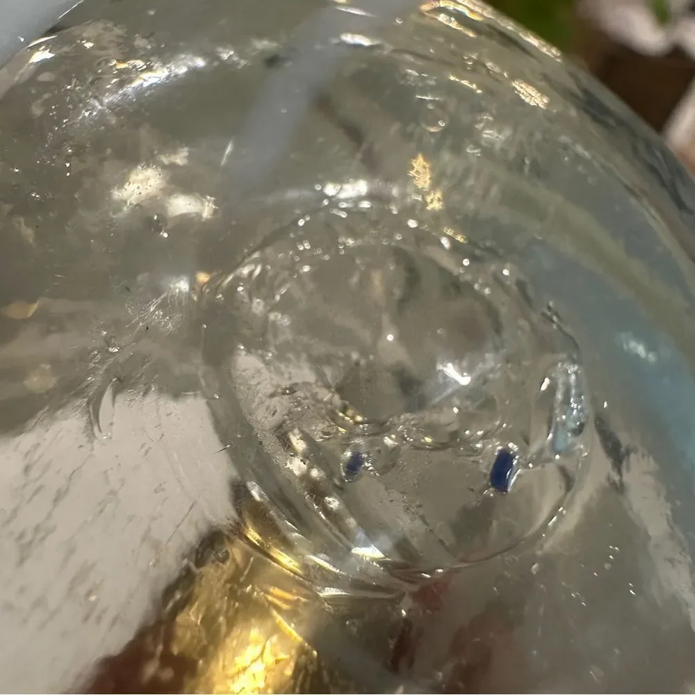 (2) Hand blown glass tumblers Tumbler Set - Clear with white glitter flecks